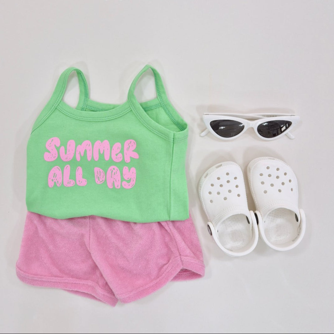 Sleeveless Terry Top Bottom Set