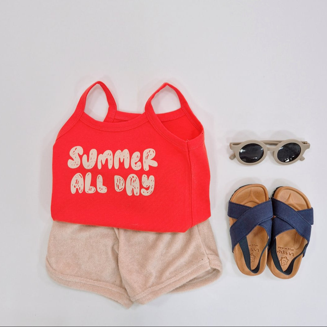 Sleeveless Terry Top Bottom Set