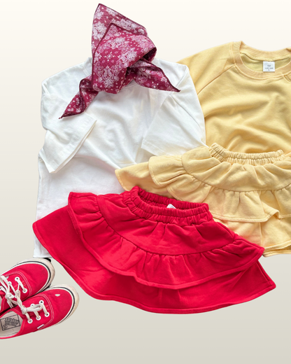 French Terry Skirt Red