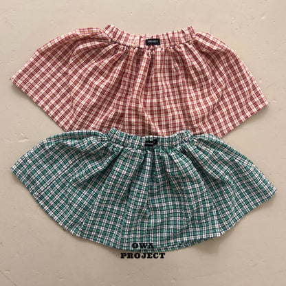 Checked Shirring Skirt
