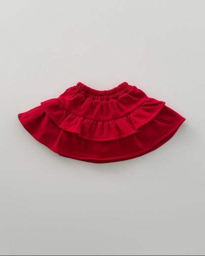 French Terry Skirt Red