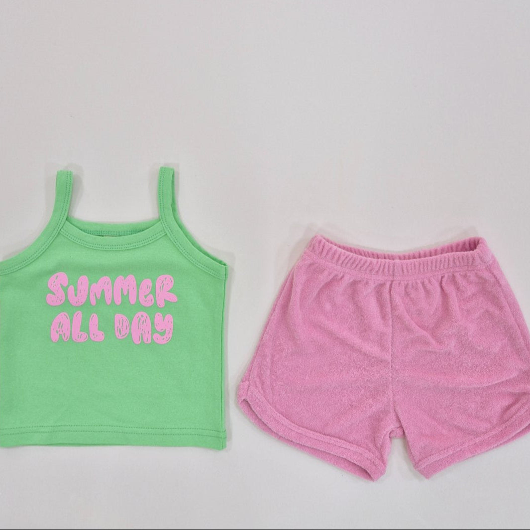 Sleeveless Terry Top Bottom Set
